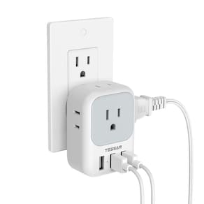 Bloco de carregador USB, adaptador de plugue USB TESSAN com 4 tomadas AC e 3 portas USB