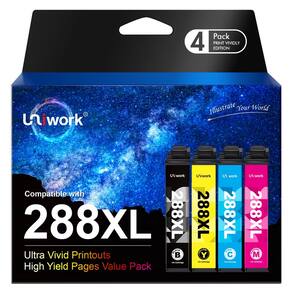 Cartuchos de tinta Uniwork 288XL de alto rendimento para Epson 288 (pacote com 4)