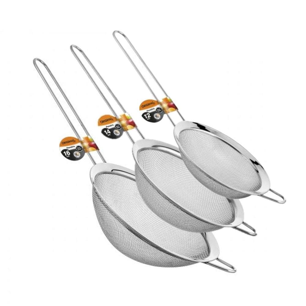 Kit Peneiras em Aço Inox 12cm, 14cm e 16cm - Tuut