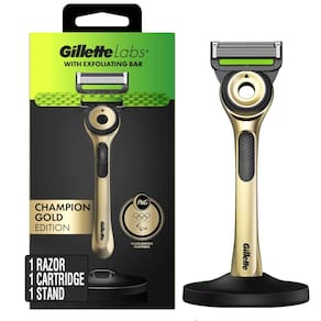 Razor GilletteLabs Champion Gold Edition com barra esfoliante