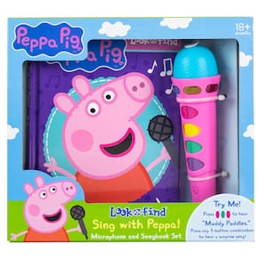 Conjunto de livros PI Kids Peppa Pig Sing com microfone e procure e encontre