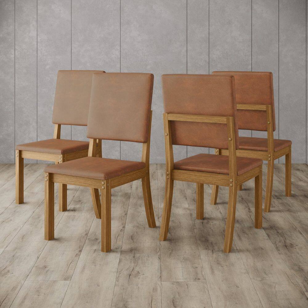 Kit 4 Cadeiras de Jantar Estofadas Milla Plus - Nature / Corano Caramelo