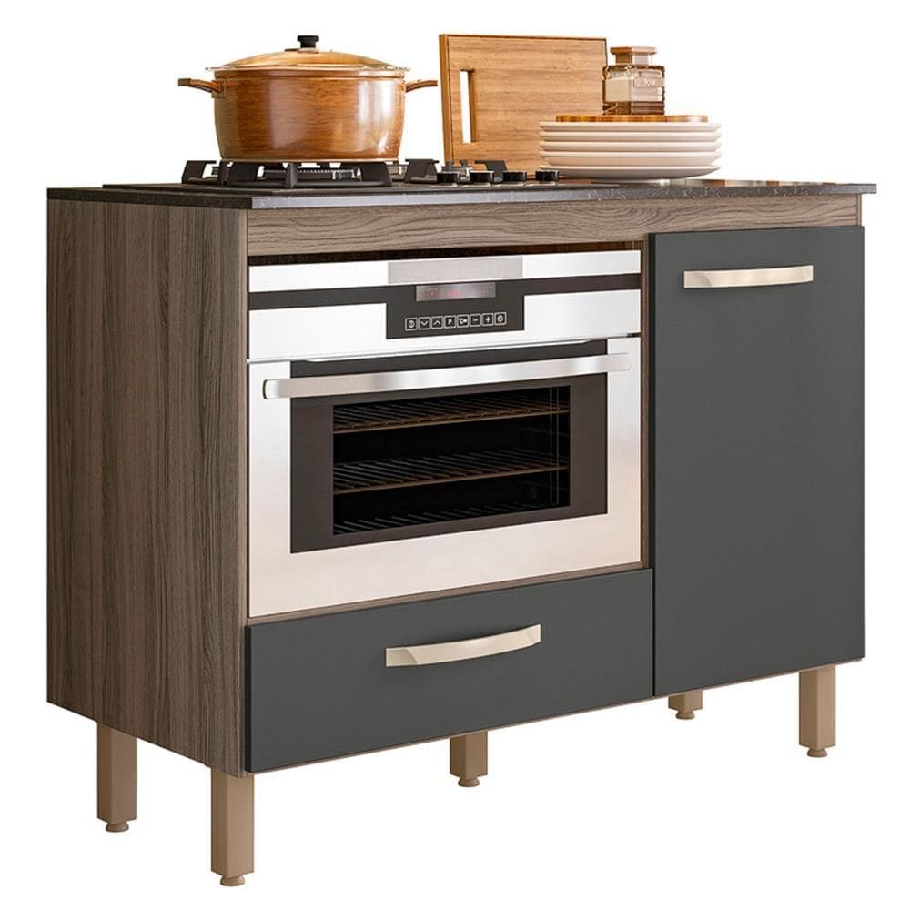 Balcão de Cozinha Fit 1 Porta e 1 Gaveta com Tampo MDP para Cooktop - Nicioli