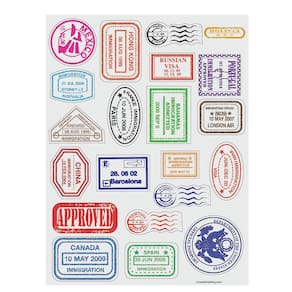 Folhas de adesivos Fun Express Passport Stamp VBS (480 adesivos)