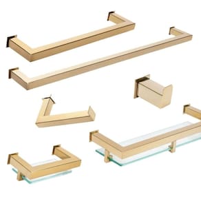 Kit de Acessórios Para Banheiro com 6 Peças em Aço Inox Dourado Linha Larissa  Stainless