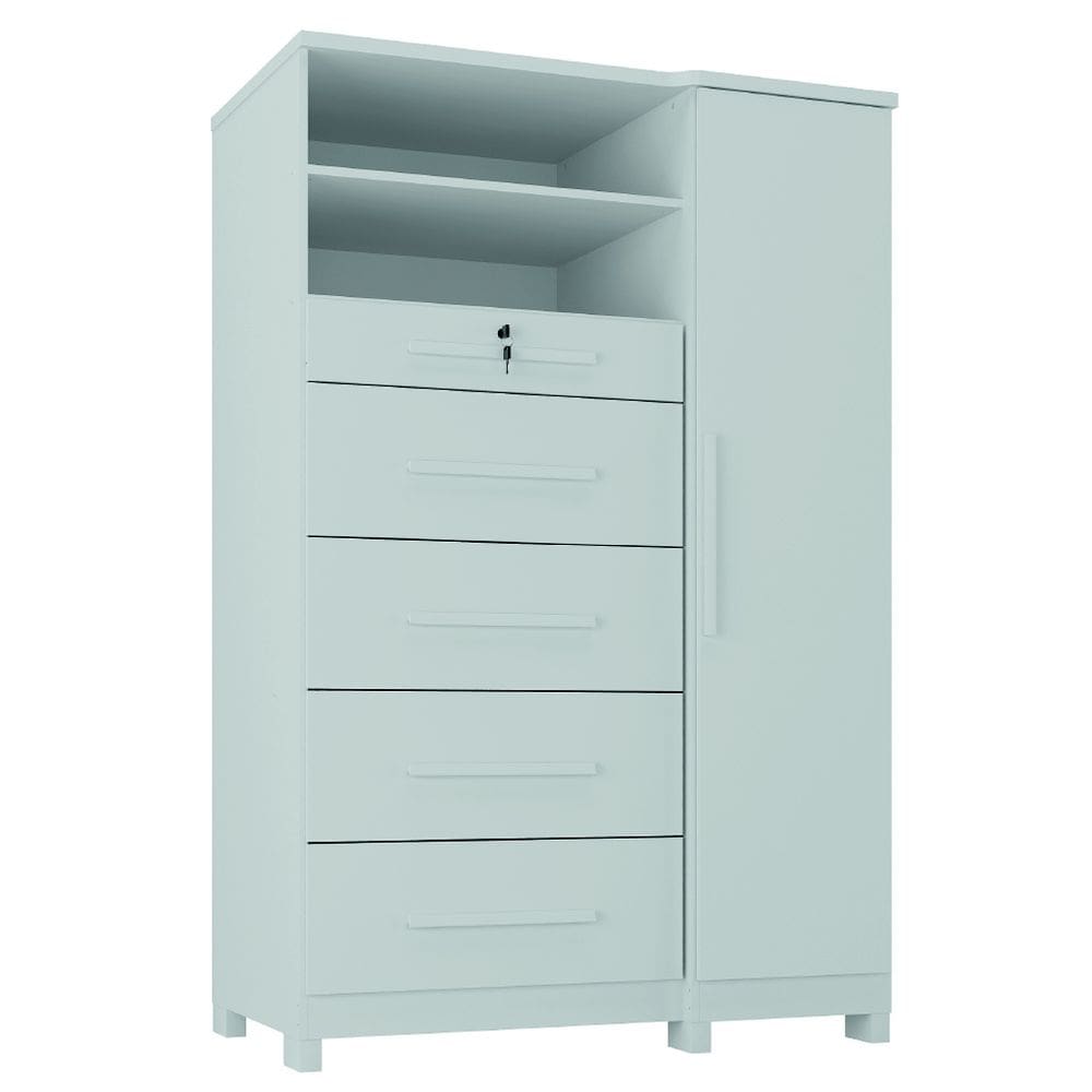 Cômoda com Sapateira e Cabideiro Multiuso 5 Gavetas 1 Porta Imperial Zanzini