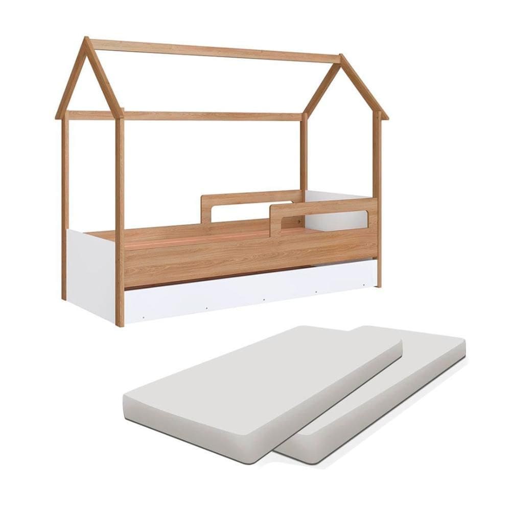 Bicama Casinha Com 2 Colchões Solteiro Sonho Shop JM