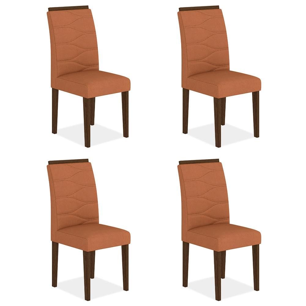 Kit 4 Cadeiras Estofadas Vitória Imbuia/terracota - Móveis Arapongas