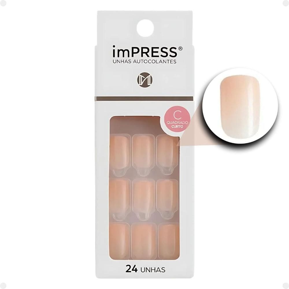 Unhas Autocolantes Quadrado Curto Kiss Ny imPress Free Pass Coral Kpan01ka