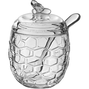 MELEIRA COM TAMPA HOME&CO C/COLHER VIDRO 12x8x8cm TRANSPARENTE