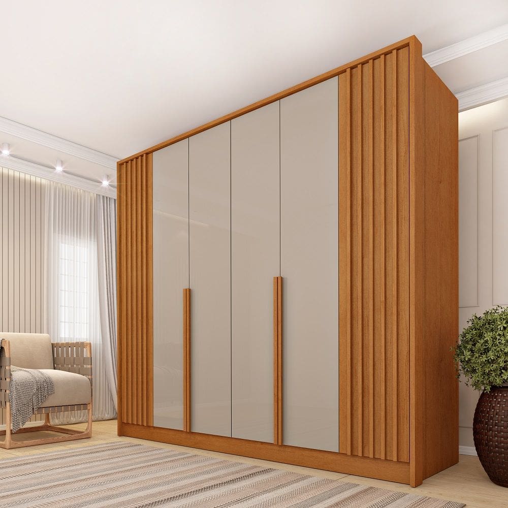 Guarda Roupa 6 Portas Ripado Guarani Tcil Móveis - Cinamomo/Off White