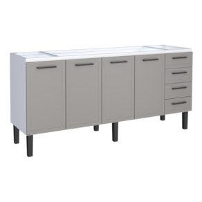 Gabinete Armário Cozinha Juno 2.00 Mt - 4 Portas  4 Gavetas - 100% Aço -Cozimax - CINZA