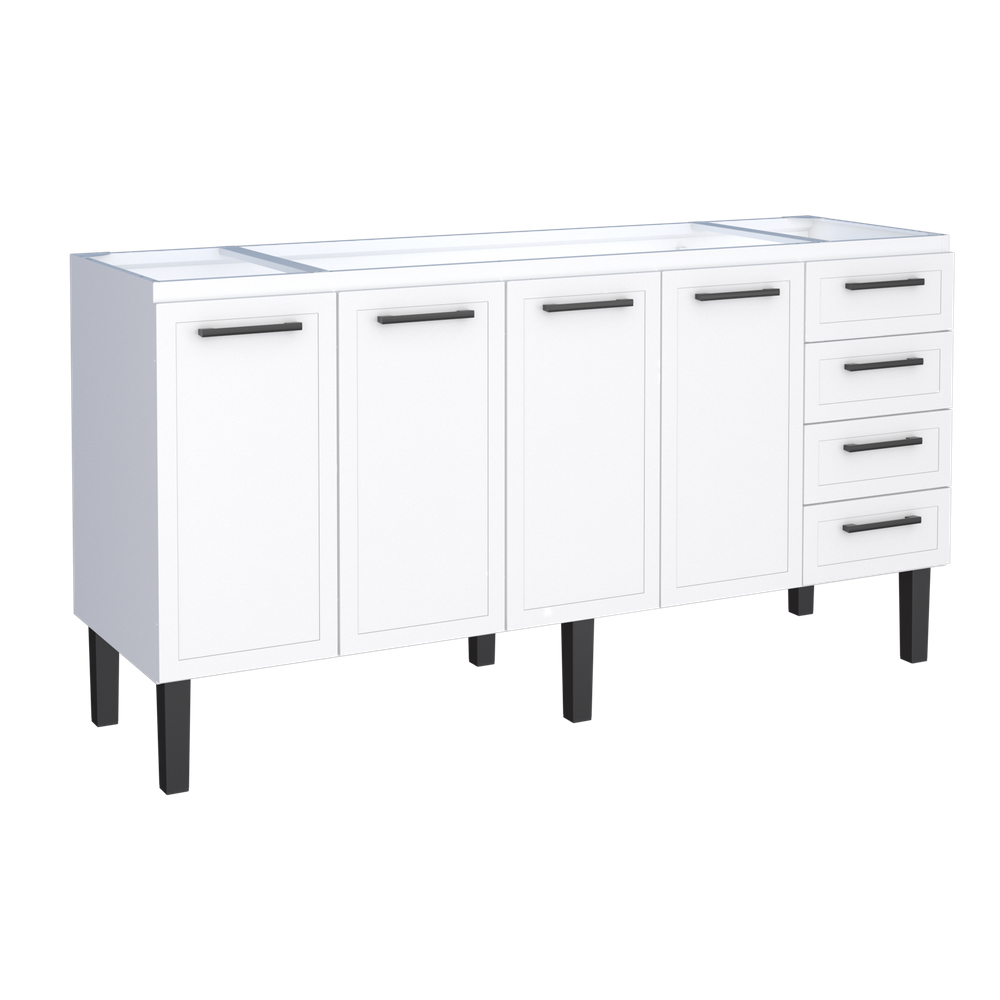 Gabinete Armário Cozinha Juno 2.00 Mt - 4 Portas 4 Gavetas - 100% Aço -Cozimax - BRANCO