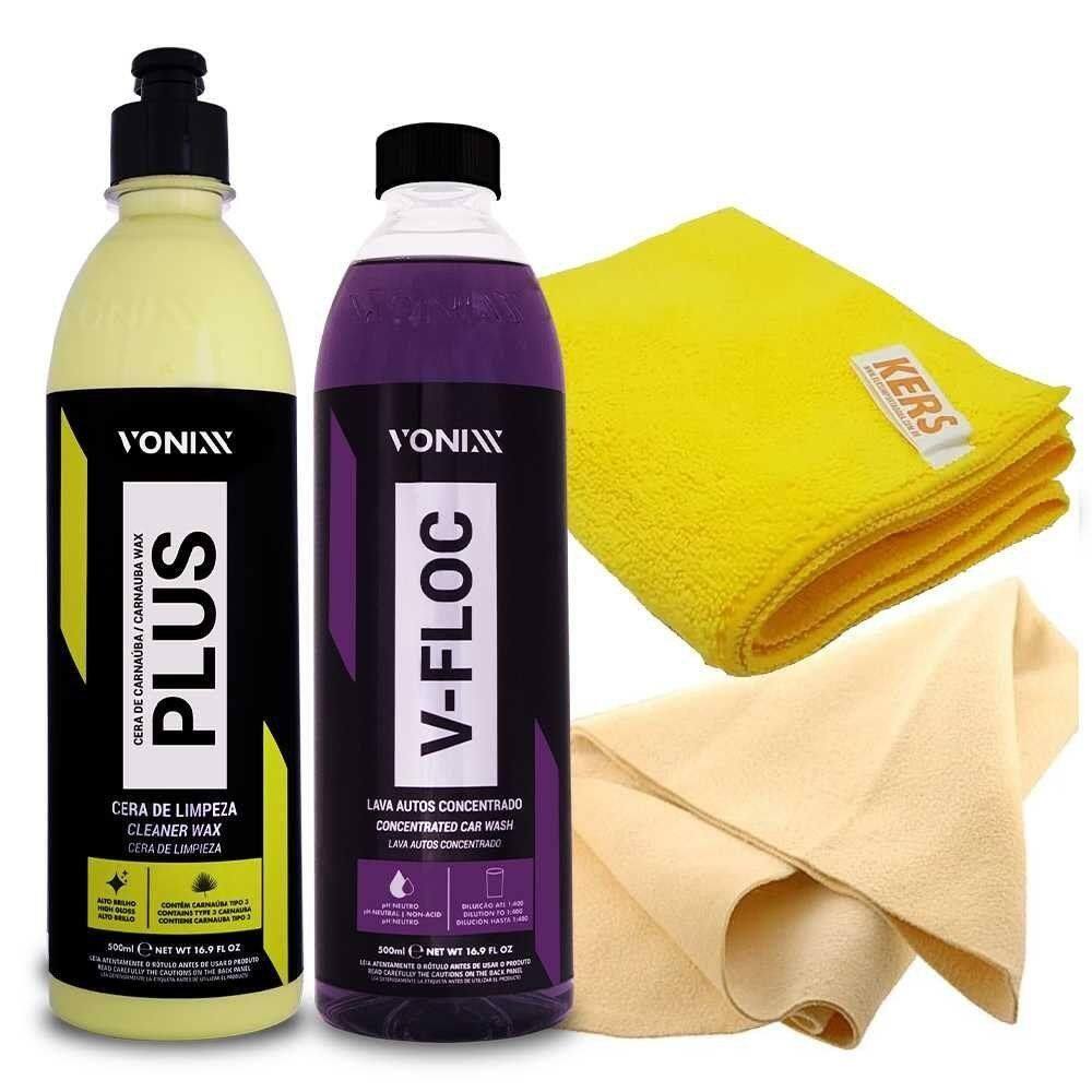Kit Lavar Shampoo + Cera Carnauba + Flanelas Vonixx Cadillac