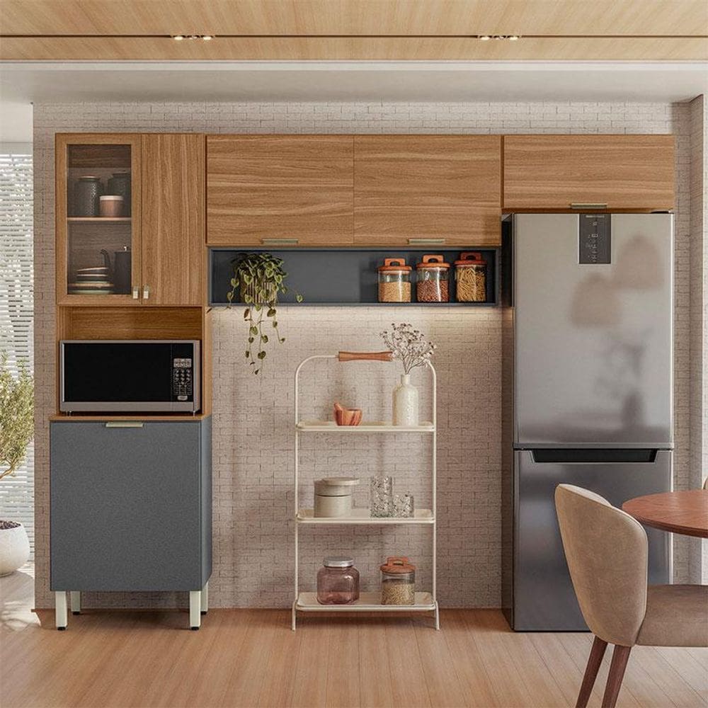 Kit para Cozinha Compacta Ambiente Alba Amêndola Grafito Prime TX - Demóbile