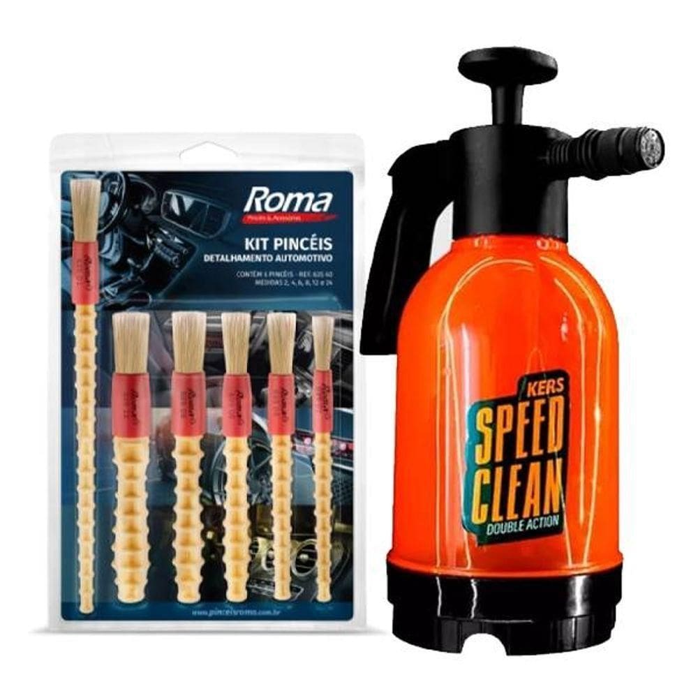 Kit Pulverizador Double Action Kers Pincel Detalhamento Snow