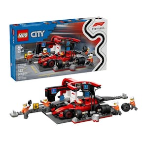 Lego City Pit Stop e Equipe da F1 com Carro Ferrari 60443