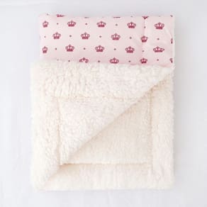 Manta De Sherpa Para Bebê Lã Carneiro Coroa Rosa