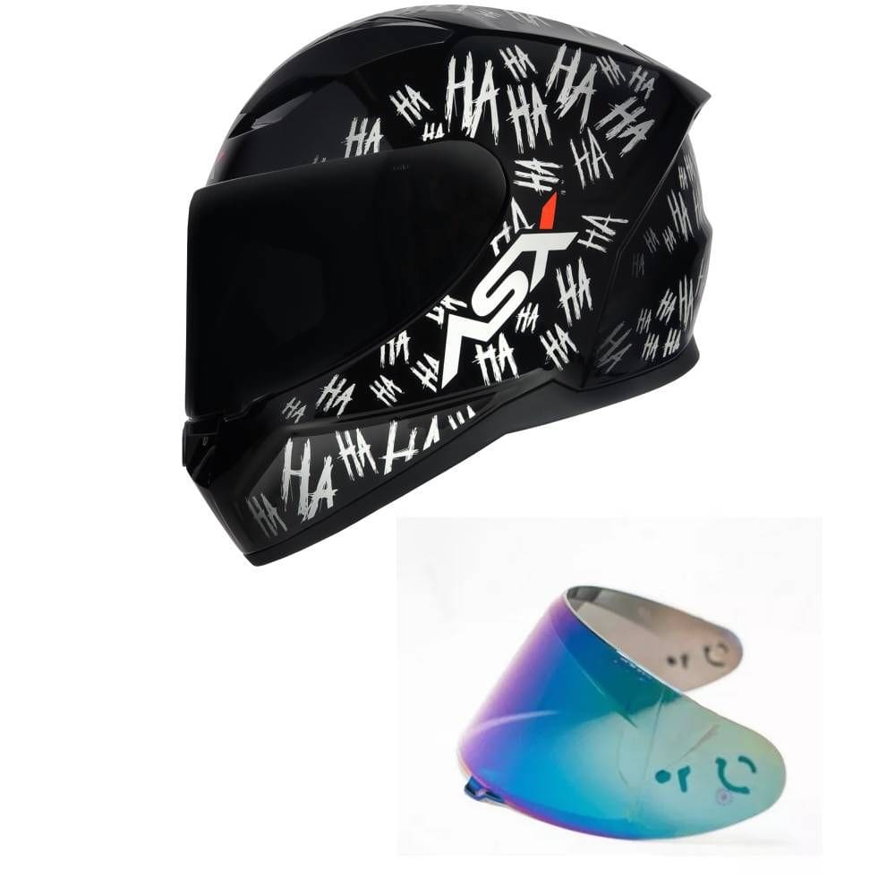 Capacete Asx City Fun Preto e Branco Mais Viseira Camaleão