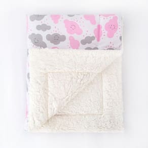 Manta De Sherpa Para Bebê Lã Carneiro Nuvem Rosa
