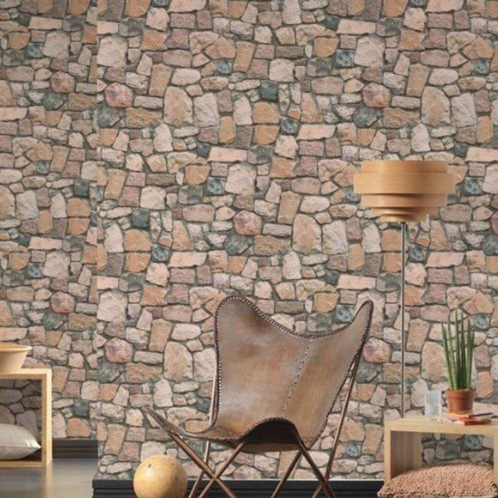 Papel De Parede Attractive 2 Pedra Bege 692412