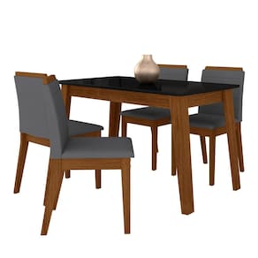 Mesa Com 4 Cadeiras Argélia Freijó/preto/cinza - M.a