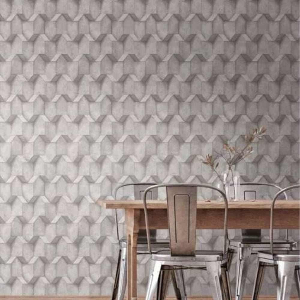 Papel De Parede Antigua Geométrico Bege 388273ag