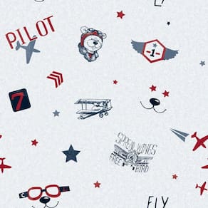 Papel De Parede Fofura Baby Desenhos Diversos Ursos E Aviões Ff4032