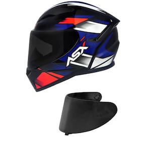 Capacete ASX City Start Preto Vermelho e Azul Mais Viseira Fumê