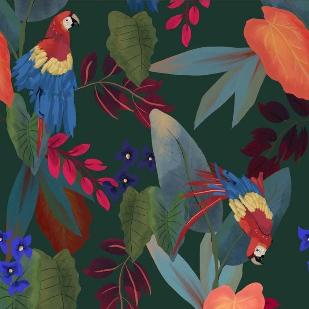 Papel De Parede Botânica Hf Folhagem Colorido 81628