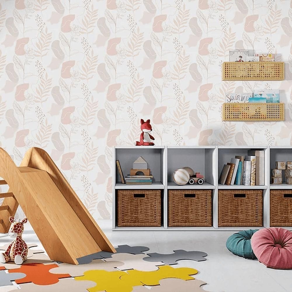 Papel De Parede Sonhos Folhagem Rosa 4254 Papel De Parede Sonhos 4254