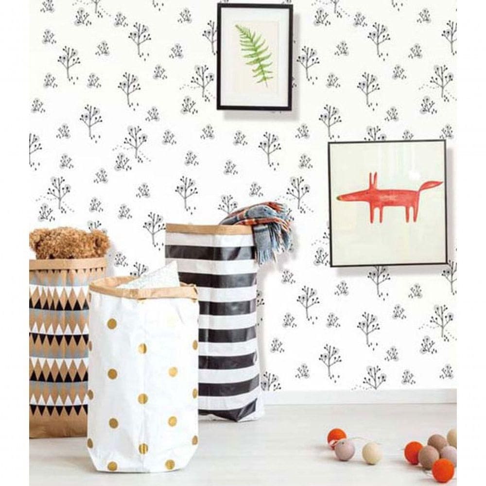Papel De Parede Fofura Baby Desenhos árvore Preto E Branco Ff4004