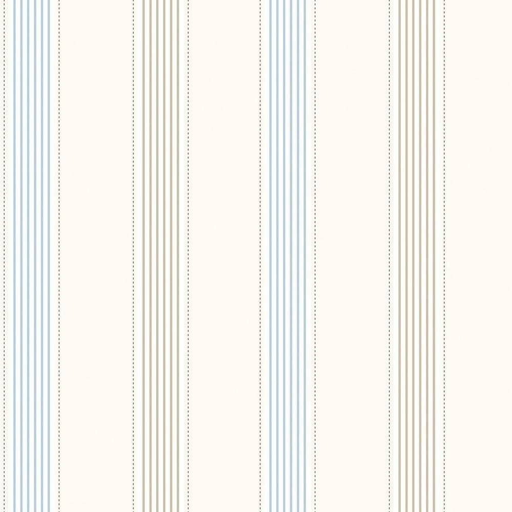 Papel De Parede Fofura Baby Listrado Azul E Bege Ff4053