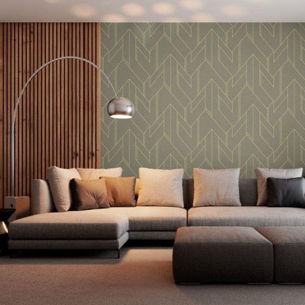 Papel De Parede Bobinex Essencial Geométrico Dourado 4300