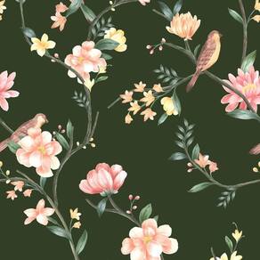 Papel De Parede Botânica Hf Floral Verde 81260