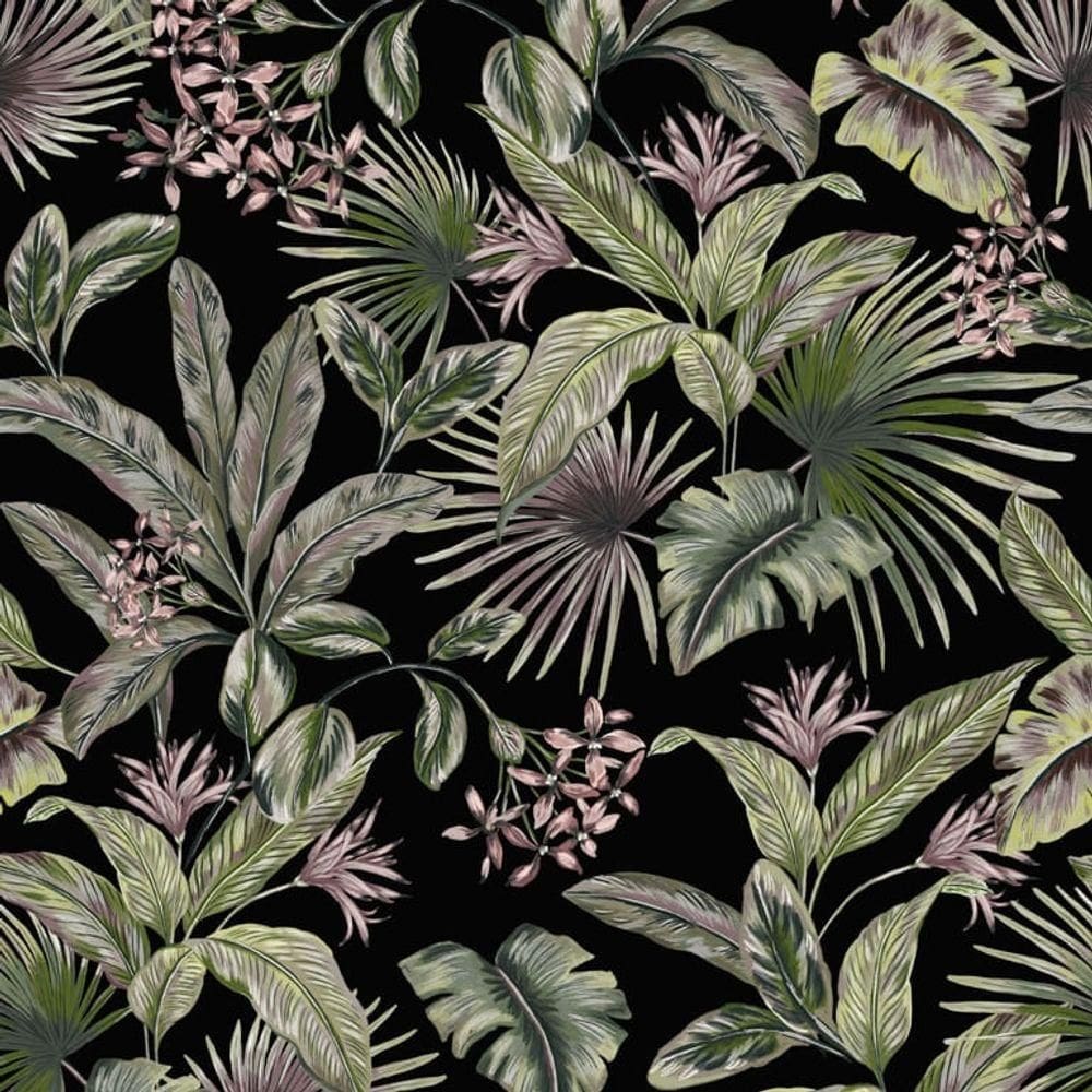 Papel De Parede Botânica Hf Folhagem Verde 81321