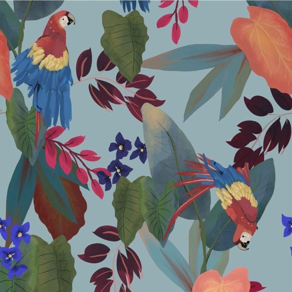 Papel De Parede Botânica Hf Folhagem Colorido 81581