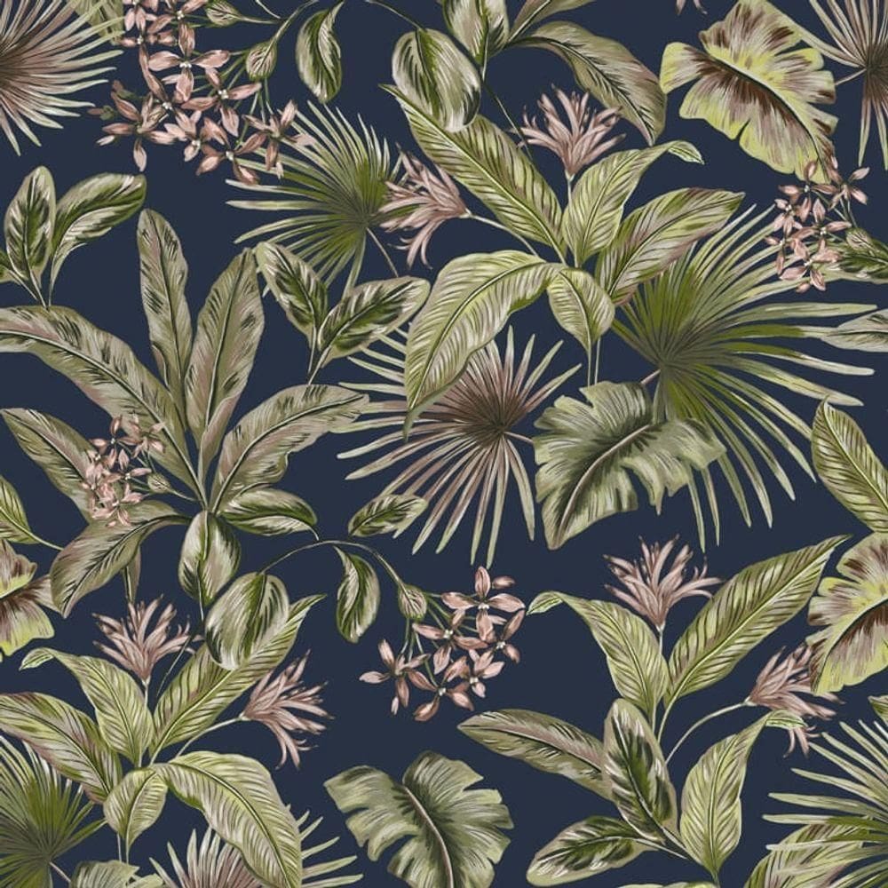 Papel De Parede Botânica Hf Folhagem Verde 81307