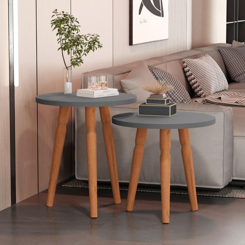 Conjunto Mesas Apoio Louisville Cinza