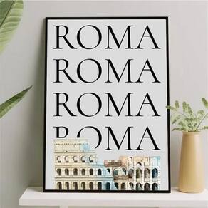 Quadro Decorativo Minimalista Roma - Coliseu 45X34Cm - Vidro