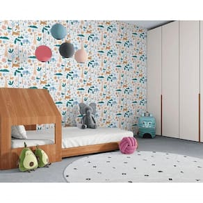 Papel De Parede Sonhos Selva Lilas E Azul 4207