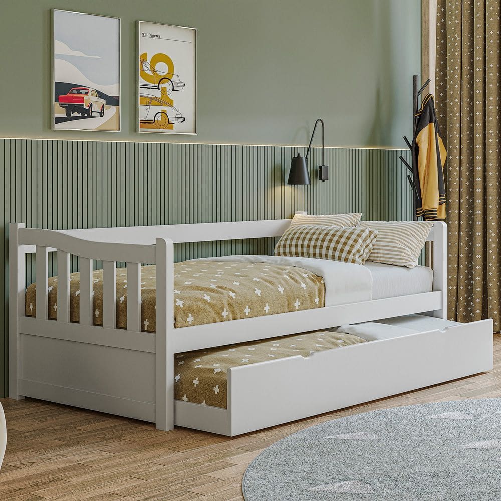 Bicama De Solteiro Em Madeira Com Cama Auxiliar Woodstore