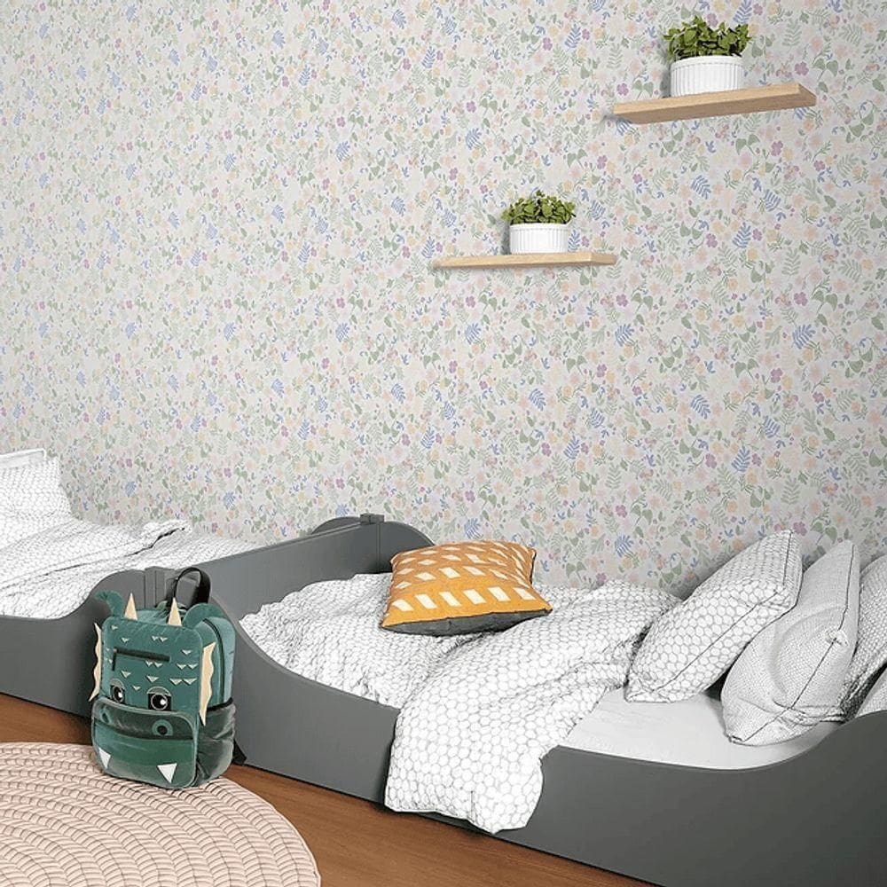 Papel De Parede Sonhos Floral Azul E Lilas 4212