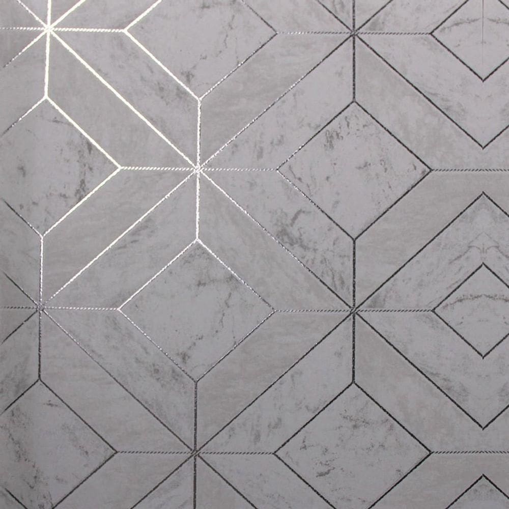 Papel De Parede White Swan Geométrico Cinza Ws100703r