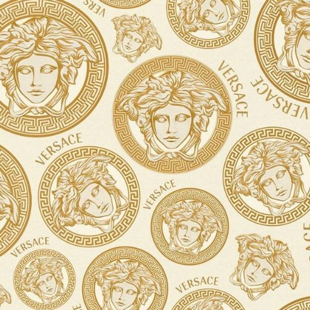 Papel De Parede Versace V Moderno Dourado 386115