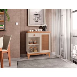 Aparador Café Rubi Off White/Noce - Casa D Móveis