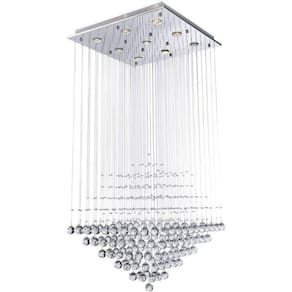 Kit Lustre Plafon Quadrado Cristal Inox 20cm Jq2016 + 4 Lâmpadas G9