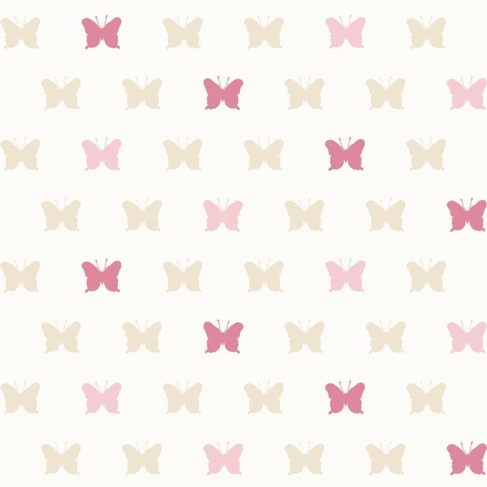 Papel De Parede Fofura Baby Borboletas Bege E Rosa Ff4055