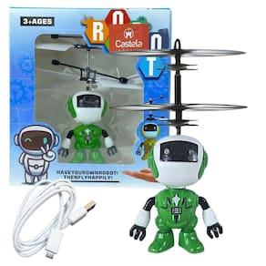 Robozinho Verde Brinquedo Voador Sensor De Mão Luz - Castela