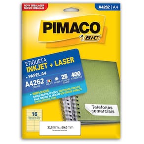 Etiqueta Pimaco A4 25 Folhas A4262 33,9Mmx99Mm